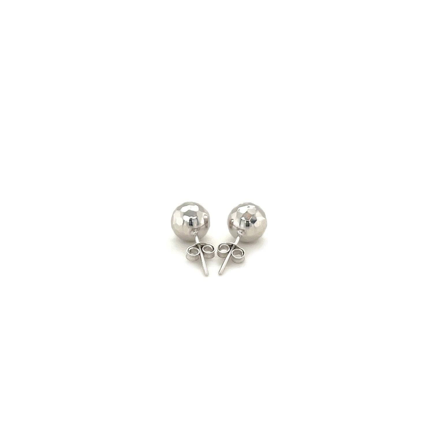 14k White Gold Ball Earrings with Faceted Texture Bids.com