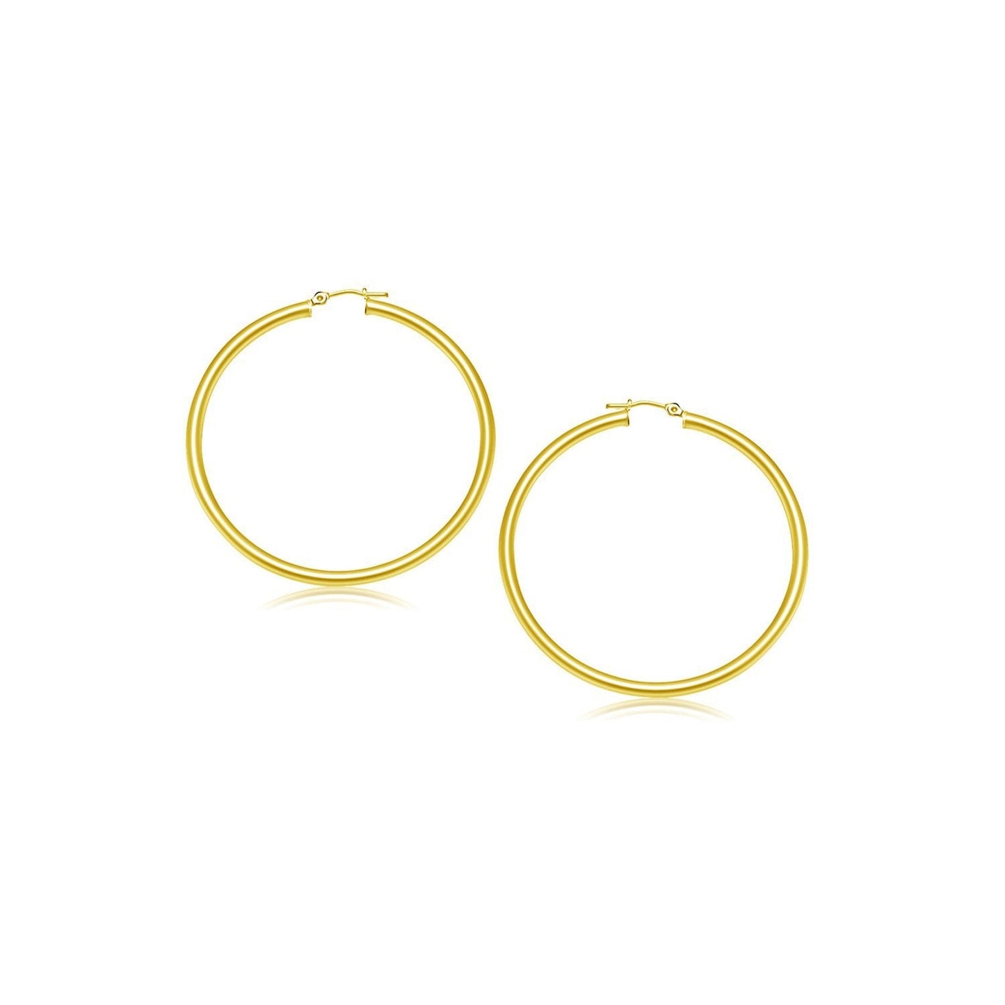 14k Yellow Gold Polished Hoop Earrings (2- mm) Bids.com