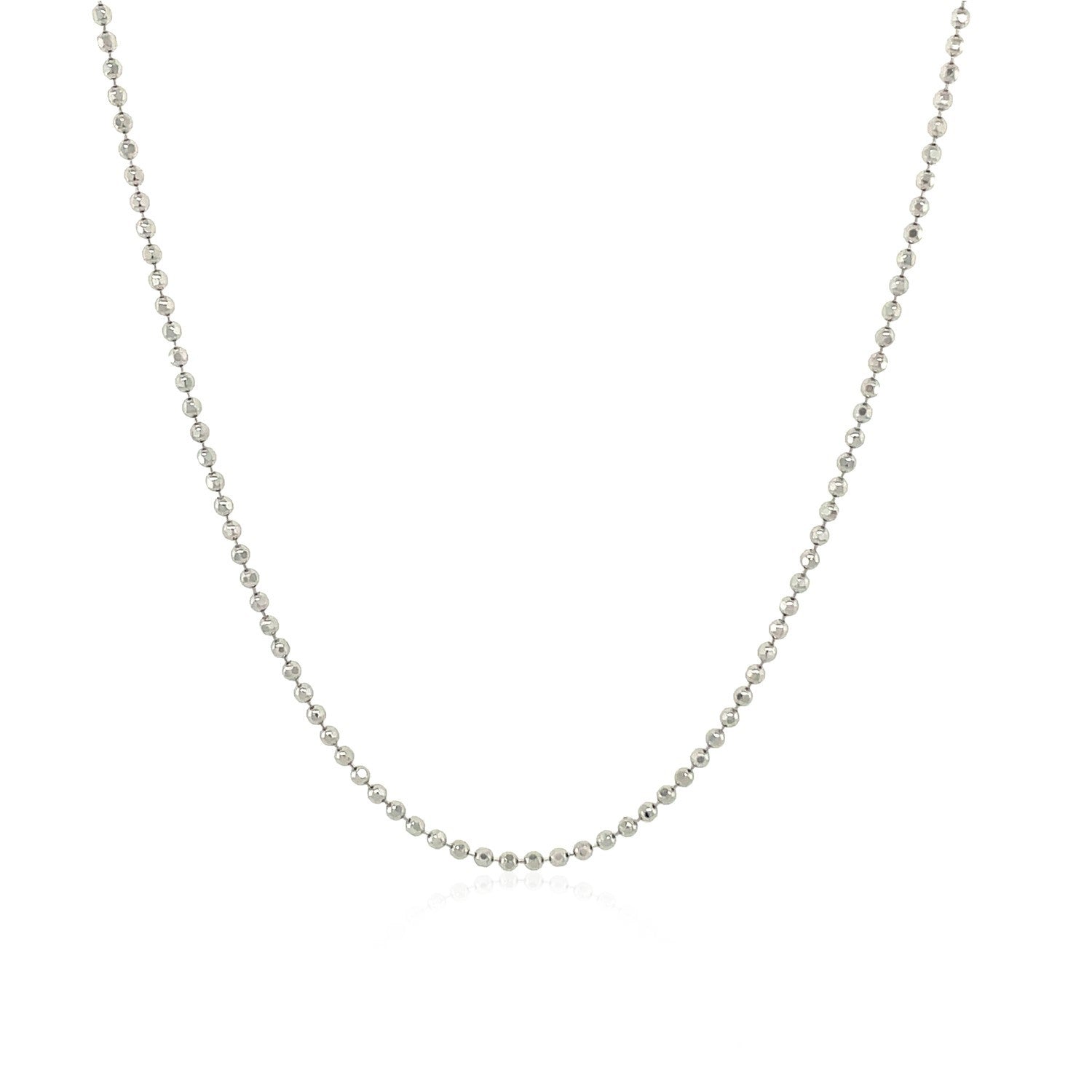 14k White Gold Diamond-Cut Bead Chain 1.2mm Bids.com