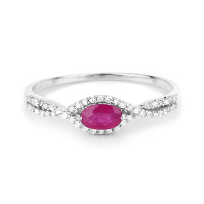 0.40 Carat Genuine Ruby and White Diamond 14K White Gold Ring Bids.com