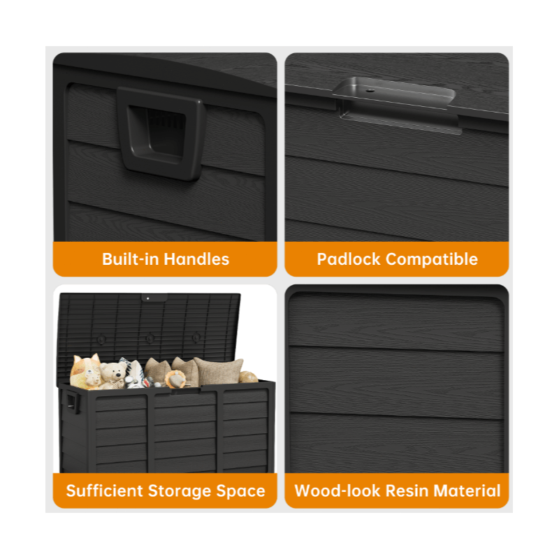 75-Gallon Outdoor Storage Box with Handles – Black DailySale
