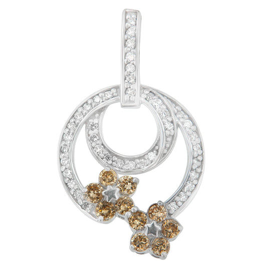 .925 Sterling Silver 1 cttw Round Cut Diamond Floral Garden Pendant Necklace (H-I, I1-I2) Bids.com