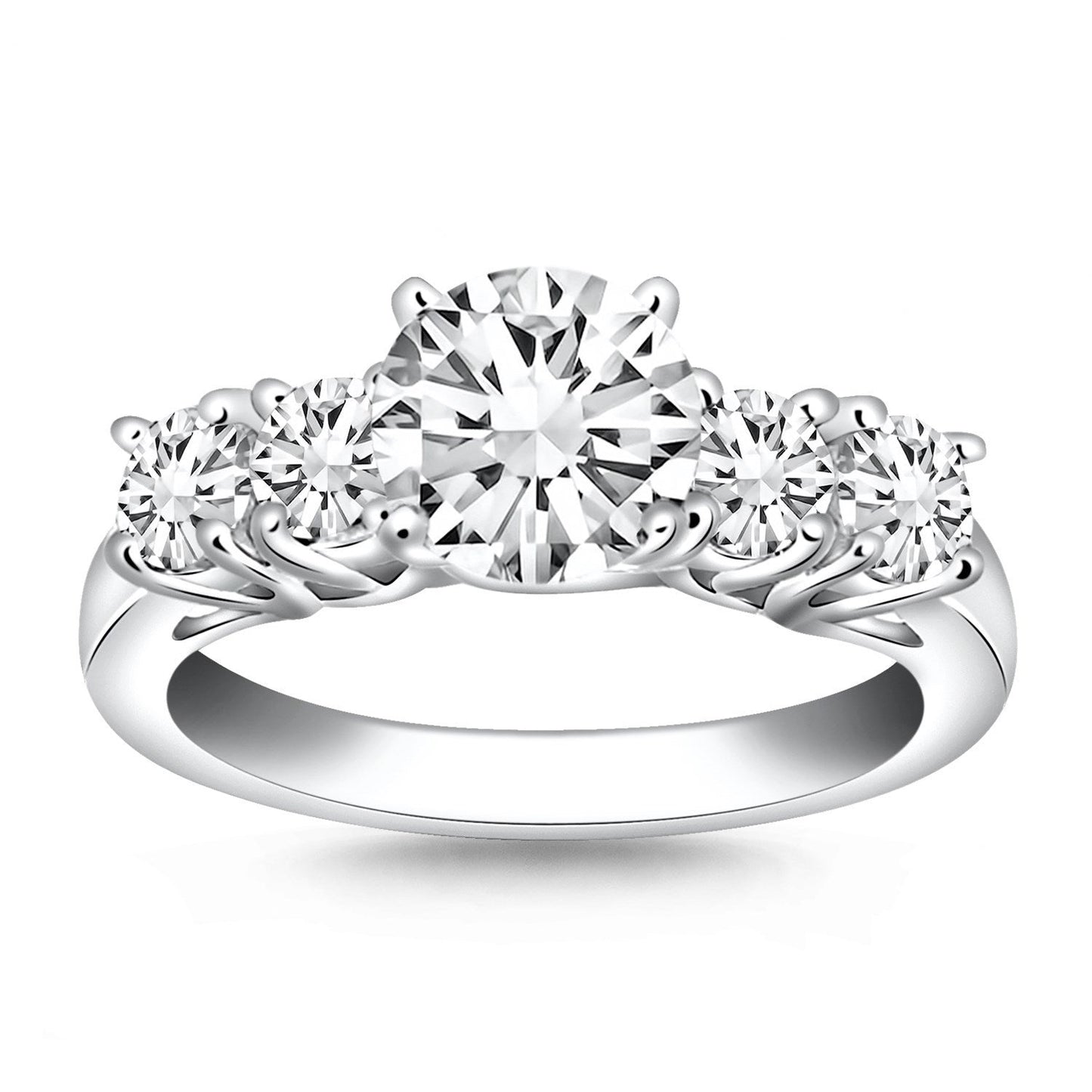 14k White Gold Five Stone Diamond Trellis Engagement Ring Bids.com