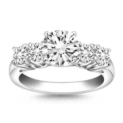 14k White Gold Five Stone Diamond Trellis Engagement Ring Bids.com