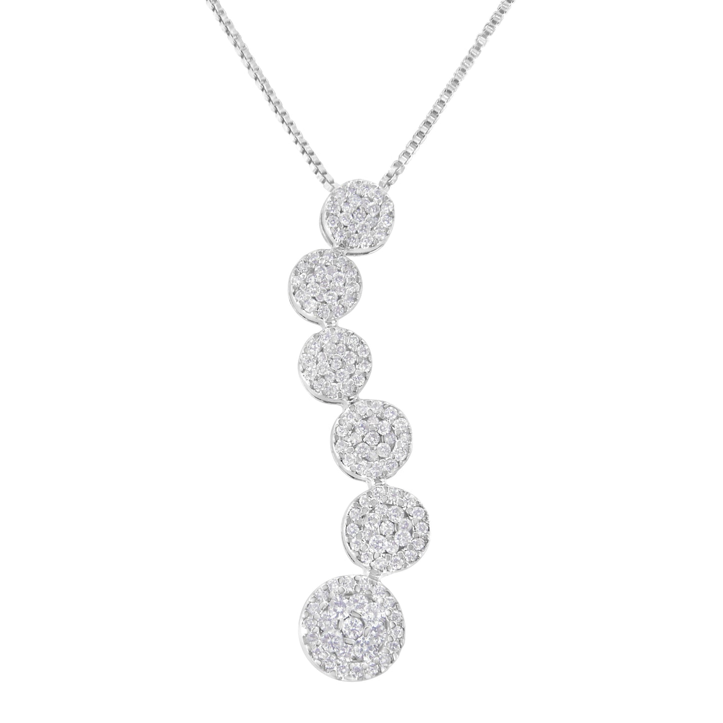 14K White Gold 1 cttw Diamond Cluster Journey Pendant Necklace (H-I, I1-I2) Bids.com