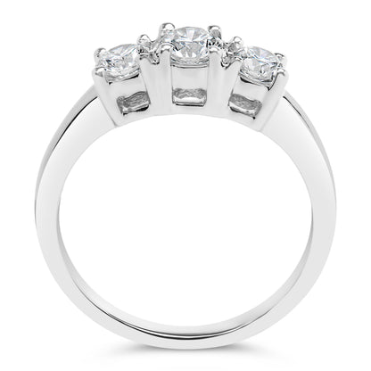 14K White Gold  3/4 Cttw Lab Grown Diamond 3 Stone Ring Band (F-G Color, VS2-SI1 Clarity)- Size 7 Bids.com