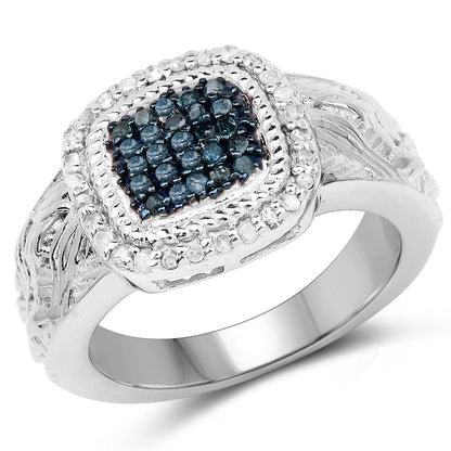 0.28 Carat Genuine Blue Diamond and White Diamond .925 Sterling Silver Ring Bids.com