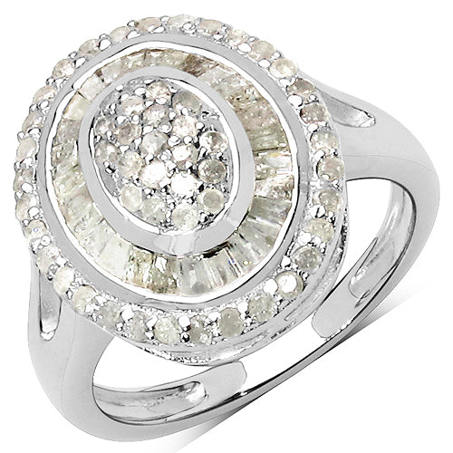 1.08 Carat Genuine White Diamond .925 Sterling Silver Ring Bids.com