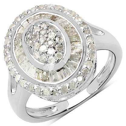 1.08 Carat Genuine White Diamond .925 Sterling Silver Ring Bids.com