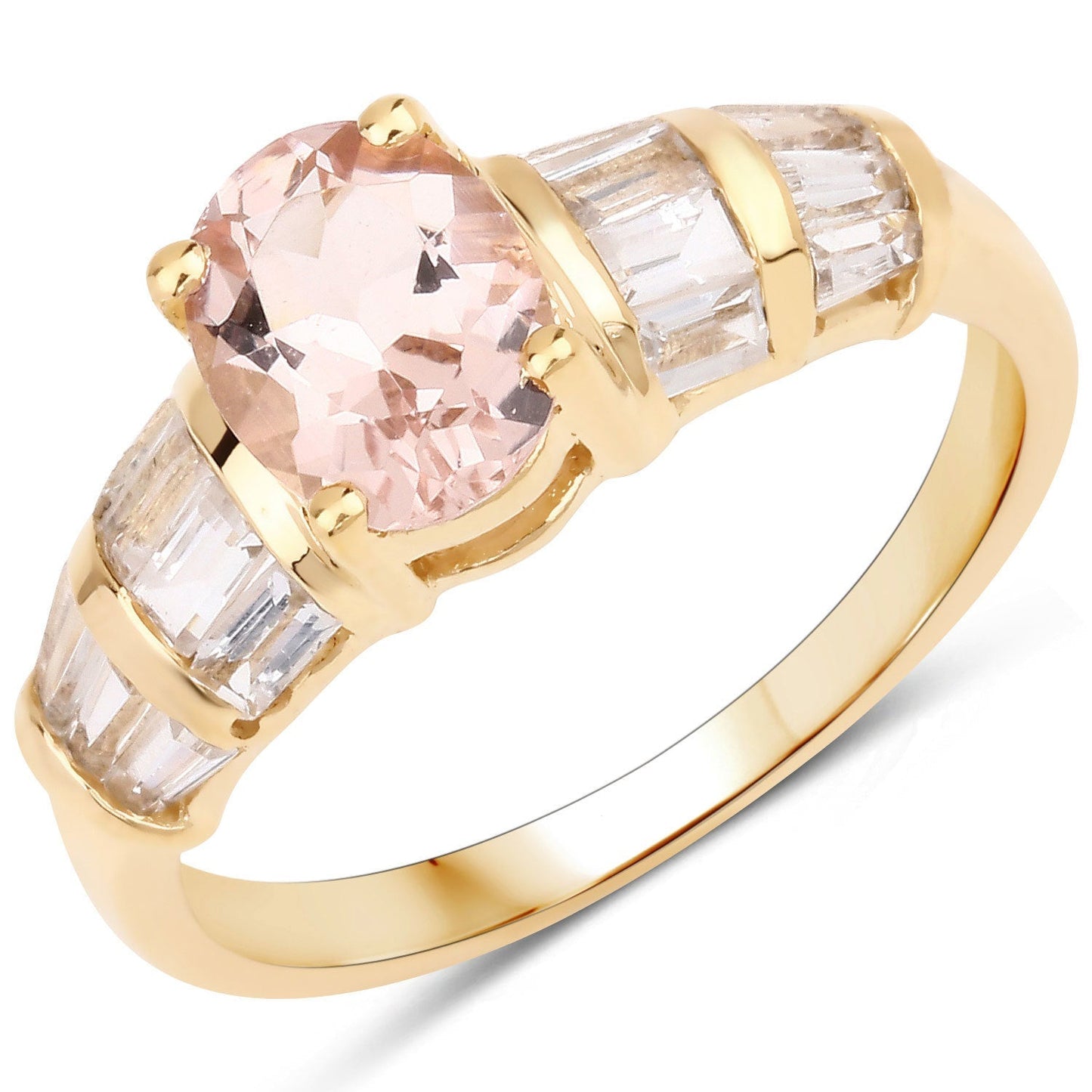 1.88 Carat Genuine Morganite and White Topaz .925 Sterling Silver Ring Bids.com