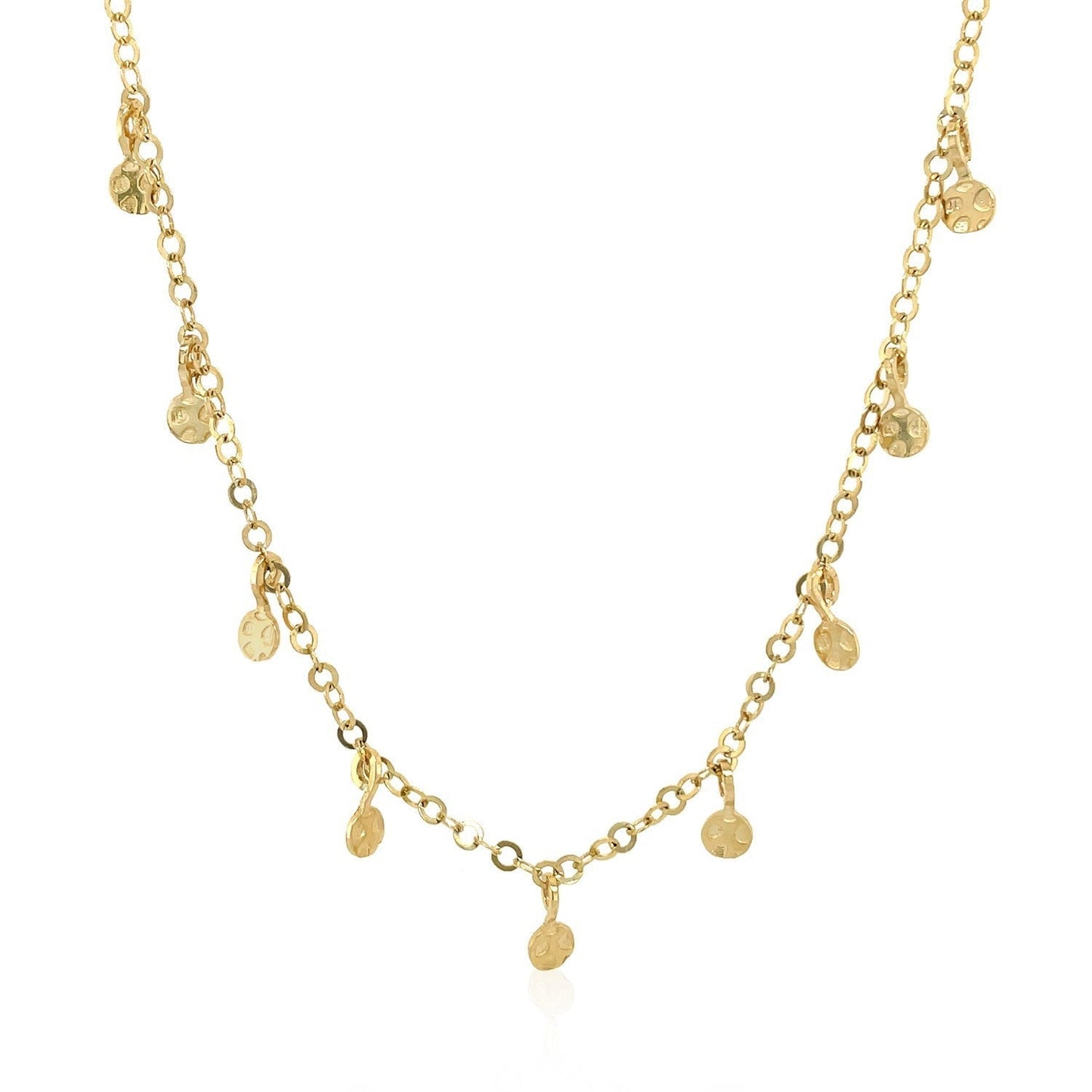 Choker Necklace with Hammered Beads in 14k Yellow Gold Bids.com