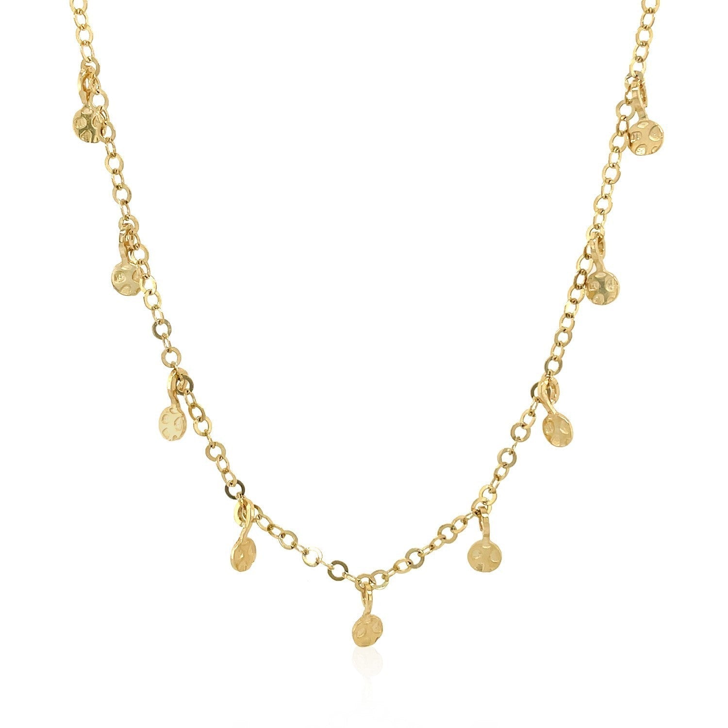 Choker Necklace with Hammered Beads in 14k Yellow Gold Bids.com