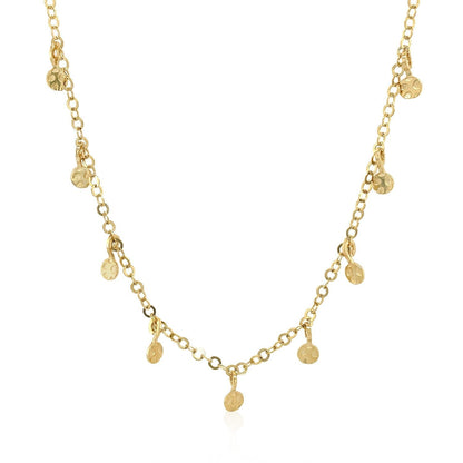 Choker Necklace with Hammered Beads in 14k Yellow Gold Bids.com