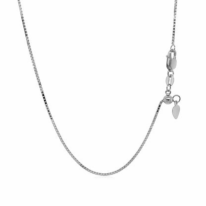 14k White Gold Adjustable Box Chain 0.85mm Bids.com