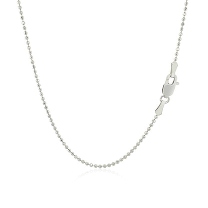 14k White Gold Diamond-Cut Bead Chain 1.2mm Bids.com