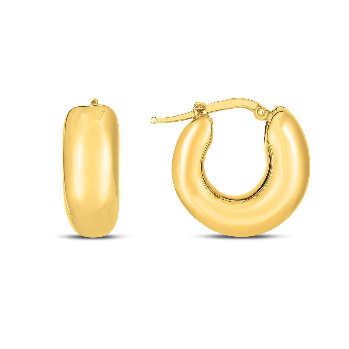 14k Yellow Gold Small Puffy Hoops Bids.com
