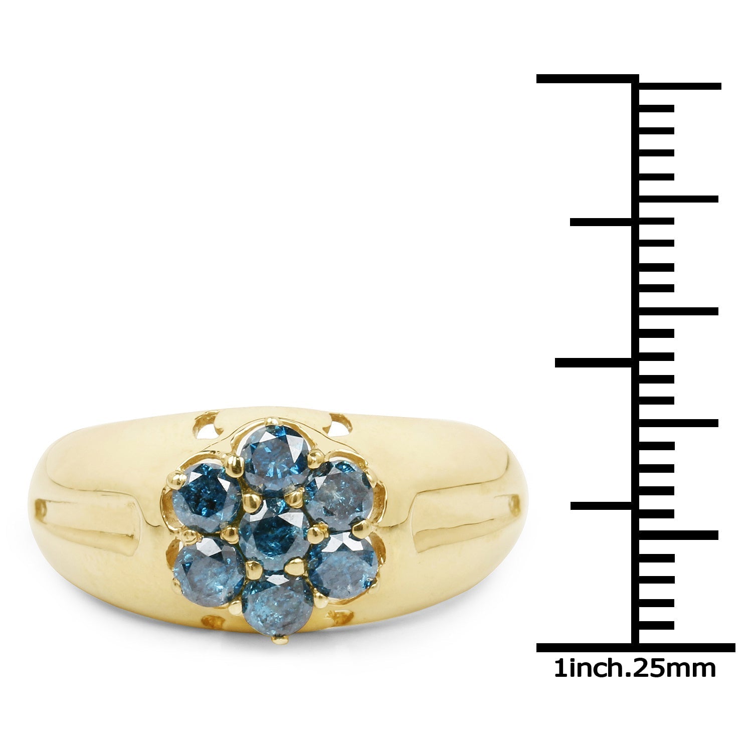 14K Yellow Gold Plated 0.98 Carat Genuine Blue Diamond .925 Sterling Silver Ring Bids.com