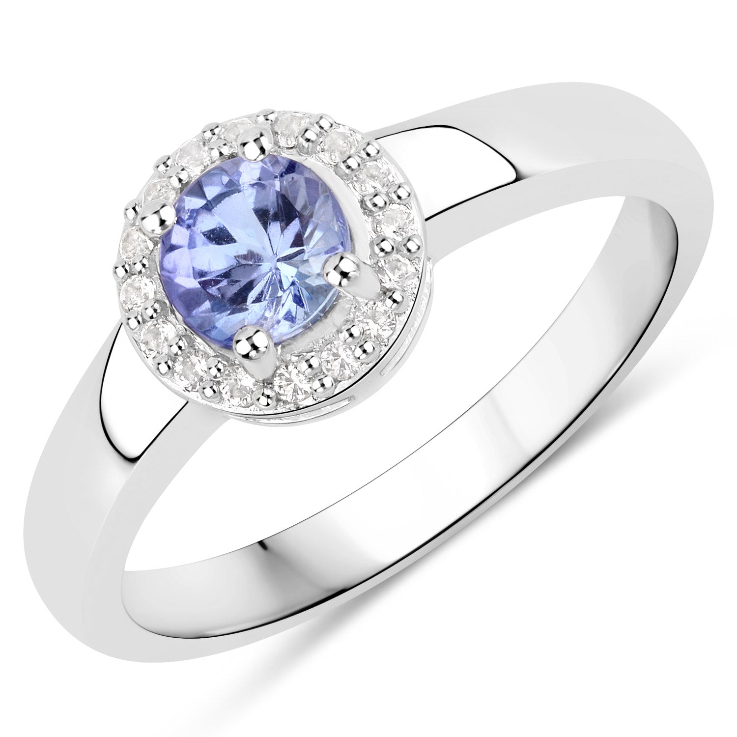 0.55 Carat Genuine Tanzanite and White Topaz .925 Sterling Silver Ring Bids.com