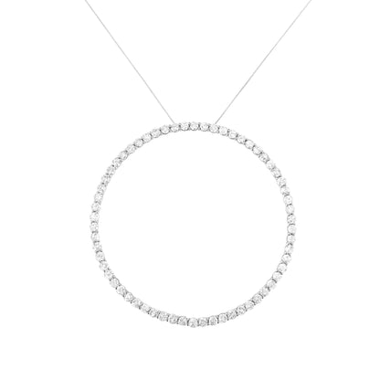 .925 Sterling Silver 5.0 Cttw Prong Set Round-cut Diamond Open Circle Hoop 18" Pendant Necklace (I-J Color, I2-I3 Clarity) Bids.com