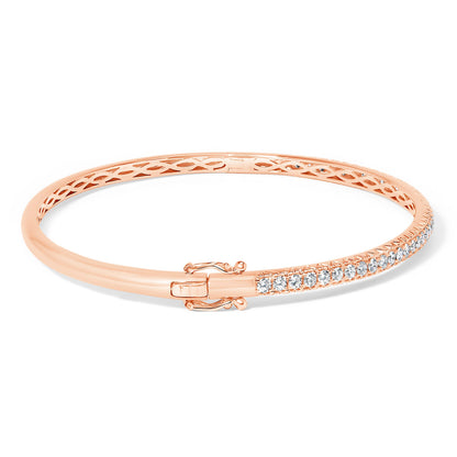 14K Rose Gold 1.00 Cttw Half Eternity Diamond Bangle Bracelet (G-H Color, SI2-I1 Clarity) - 7" Inches Bids.com