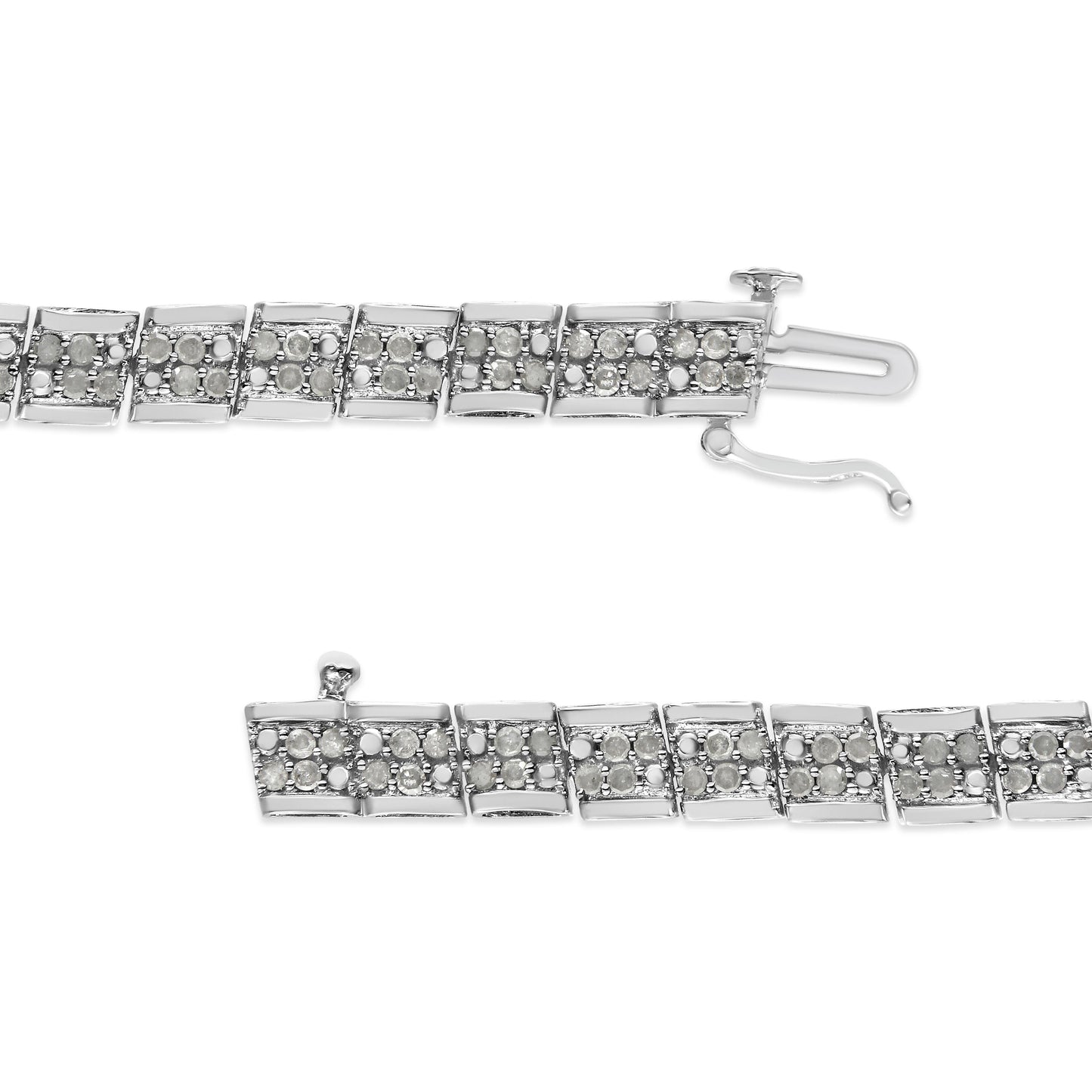 .925 Sterling Silver 2.0 Cttw Diamond 7" Round Miracle Plate Link Bracelet (I-J Color, I2-I3 Clarity) Bids.com