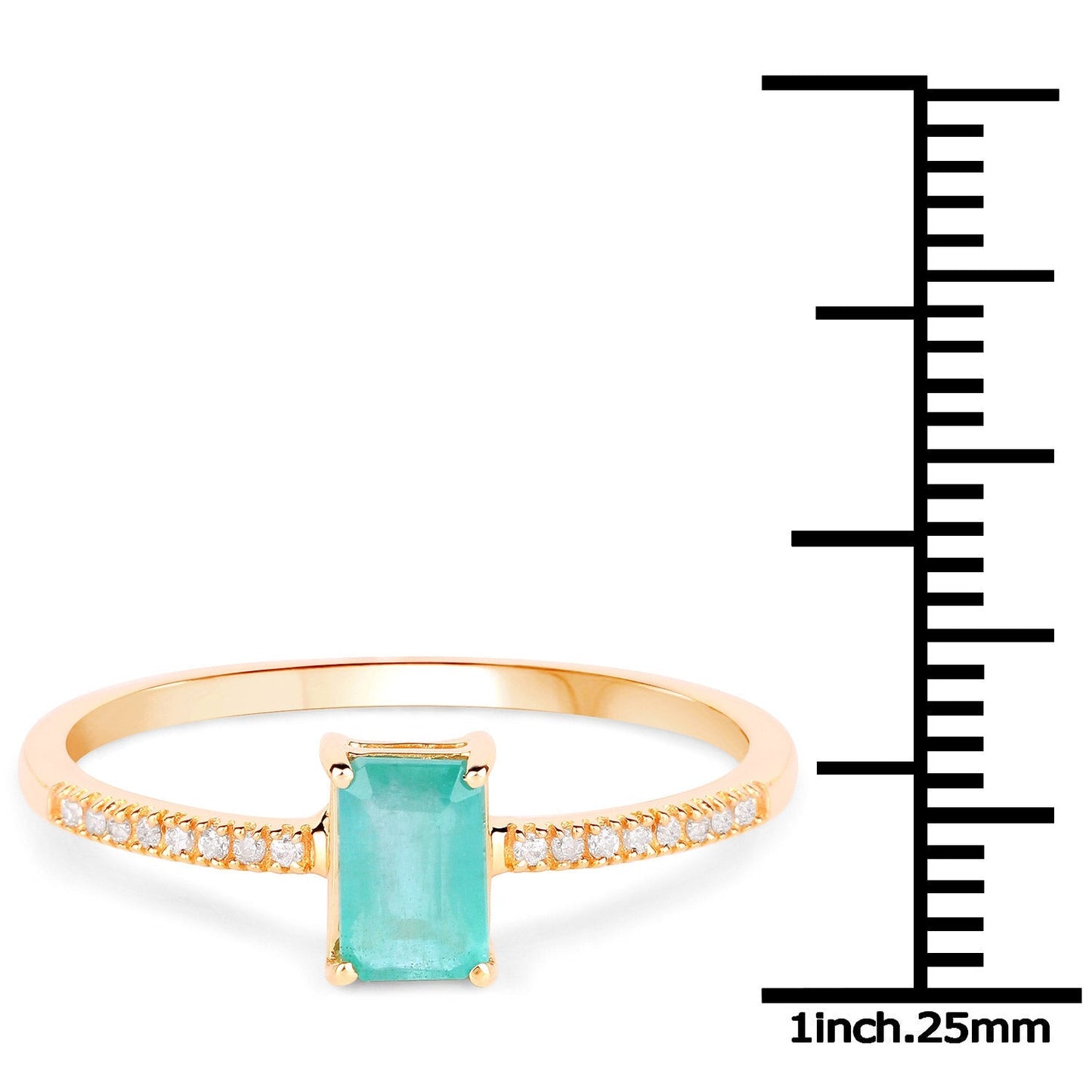 0.59 Carat Genuine Zambian Emerald and White Diamond 14K Yellow Gold Ring Bids.com