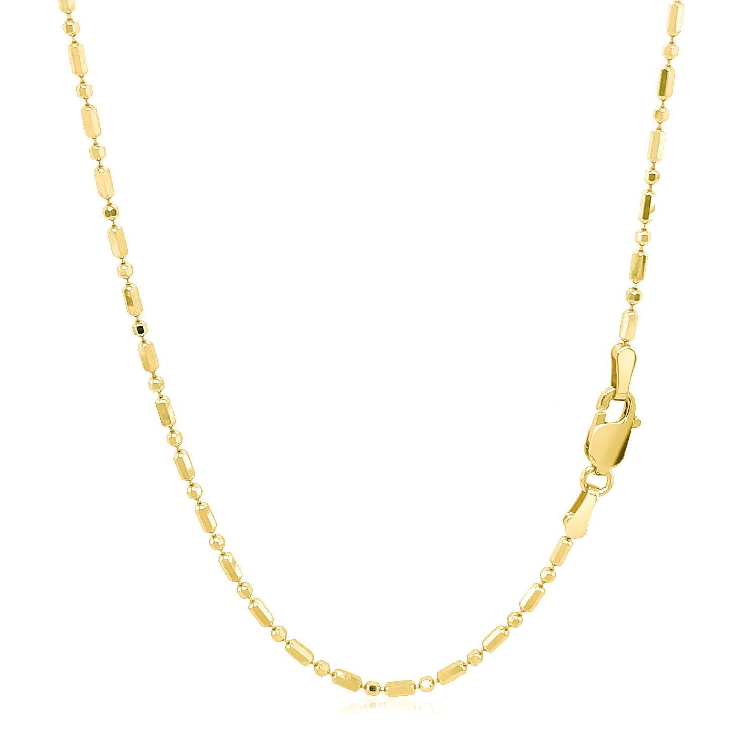 14k Yellow Gold Diamond-Cut Alternating Bead Chain 1.5mm Bids.com