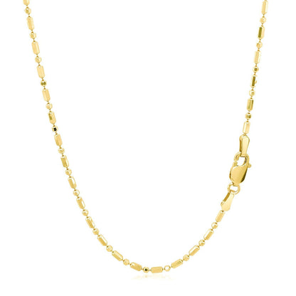 14k Yellow Gold Diamond-Cut Alternating Bead Chain 1.5mm Bids.com