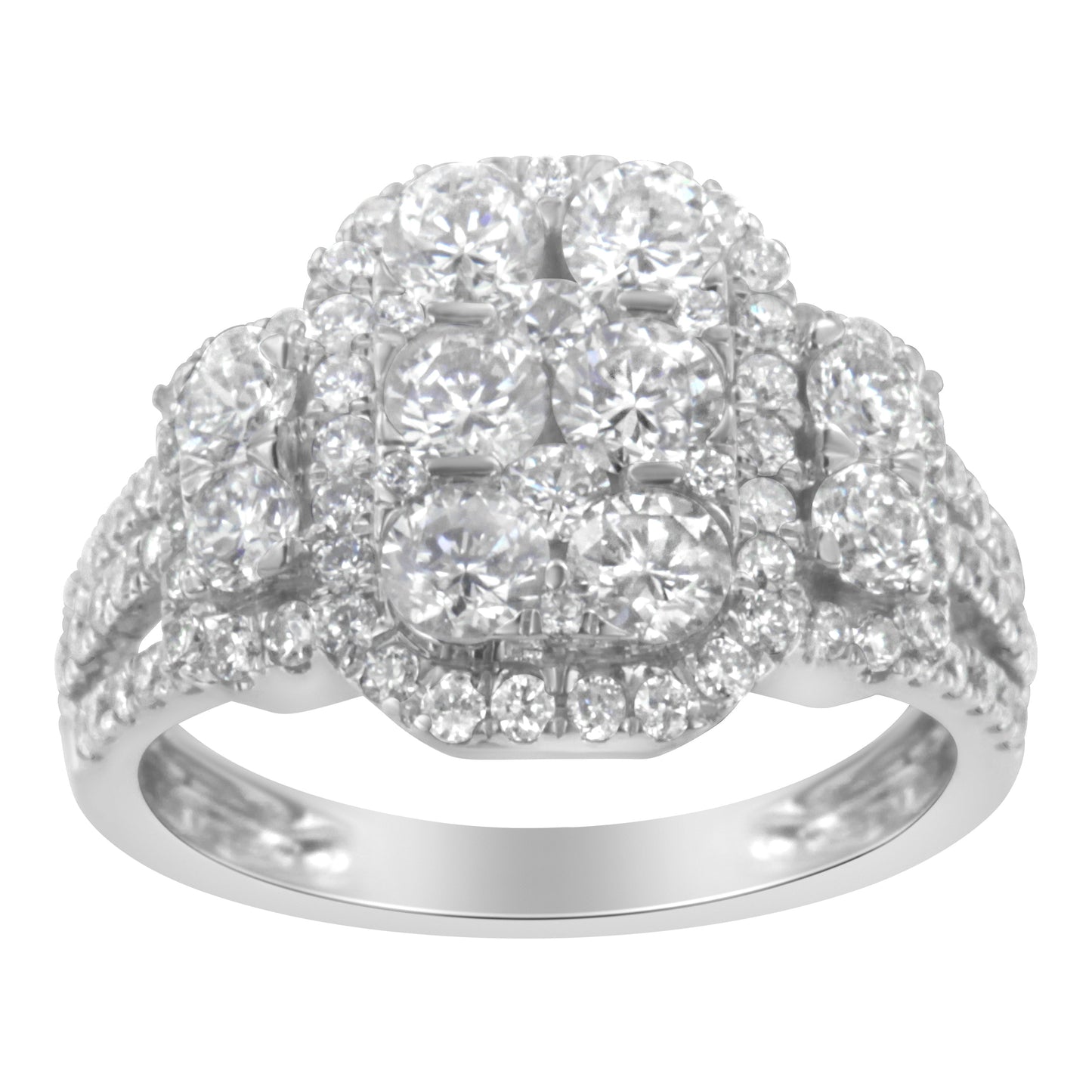 14K White Gold 2 1/4 Cttw Diamond Cocktail Cluster Ring (G-H Color, SI2-I1 Clarity) - Size 7 Bids.com