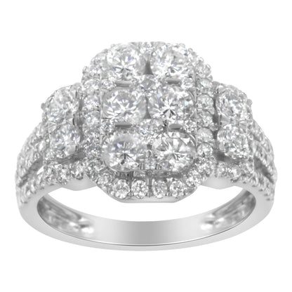 14K White Gold 2 1/4 Cttw Diamond Cocktail Cluster Ring (G-H Color, SI2-I1 Clarity) - Size 7 Bids.com