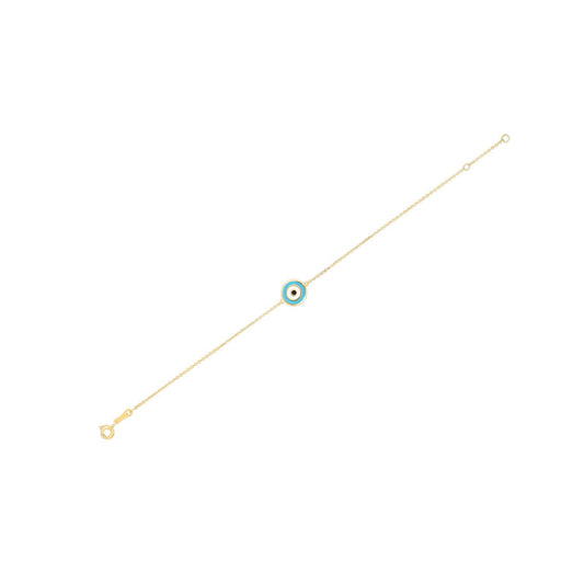 14k Yellow Gold Blue Evil Eye Bracelet (1.00 mm) Bids.com