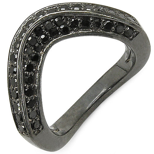 1.02 Carat Genuine Black Diamond .925 Sterling Silver Ring Bids.com