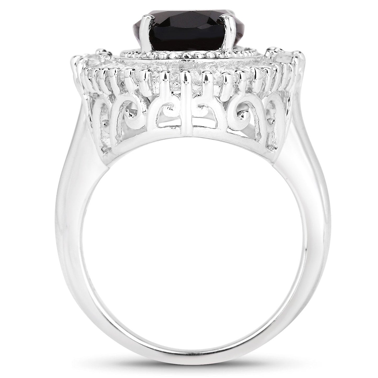 8.12 Carat Genuine Smoky Quartz and White Topaz .925 Sterling Silver Ring Bids.com