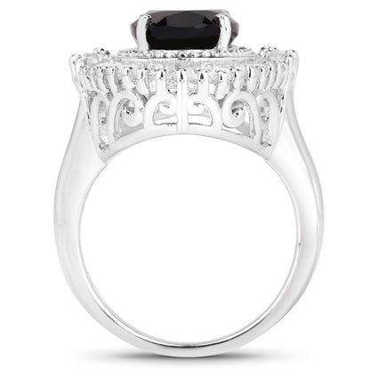 8.12 Carat Genuine Smoky Quartz and White Topaz .925 Sterling Silver Ring Bids.com