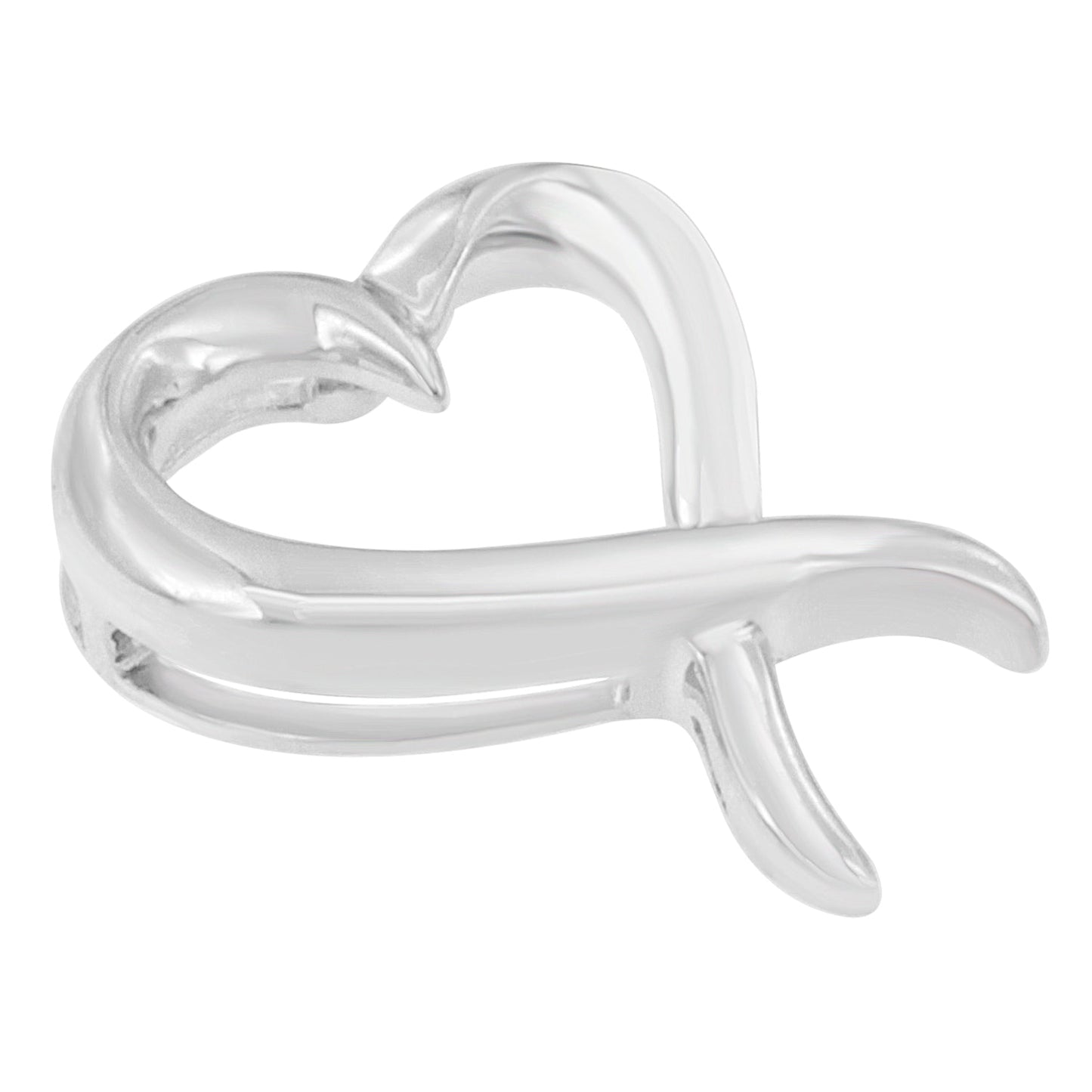 .925 Sterling Silver Open Heart-Shaped Awareness Ribbon Pendant Necklace Bids.com