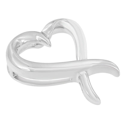 .925 Sterling Silver Open Heart-Shaped Awareness Ribbon Pendant Necklace Bids.com