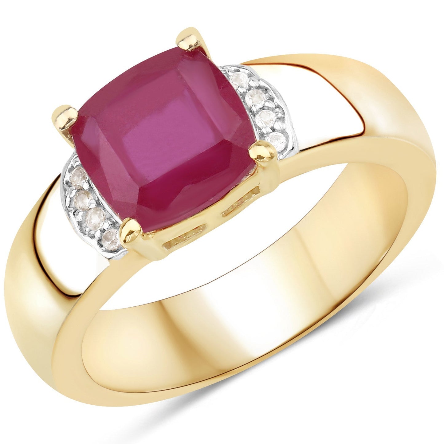 3.44 Carat Glass Filled Ruby and White Topaz .925 Sterling Silver Ring Bids.com