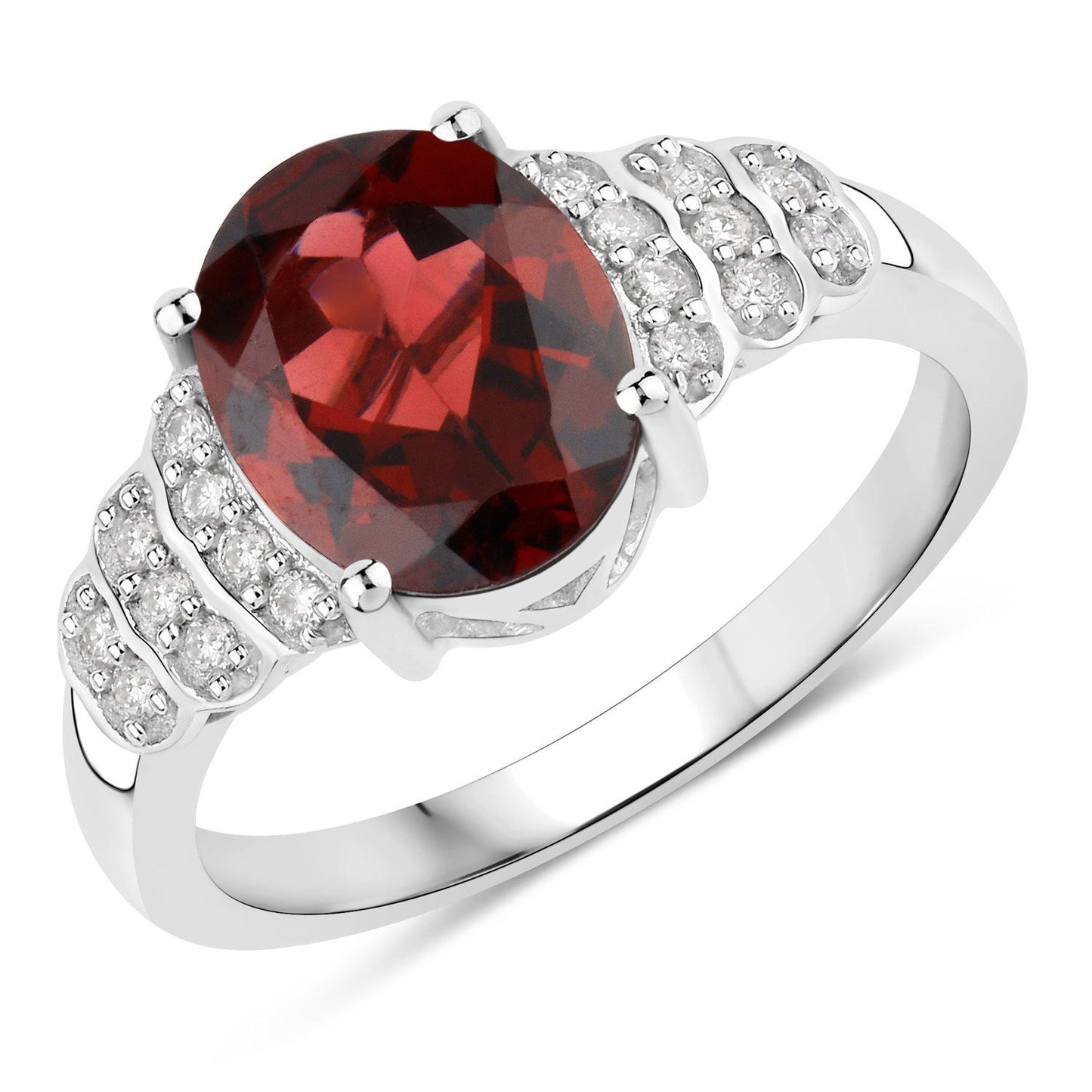 2.87 Carat Genuine Rhodolite and White Diamond 14K White Gold Ring Bids.com