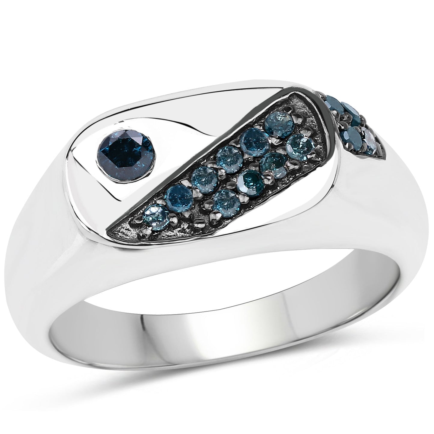0.31 Carat Genuine Blue Diamond .925 Sterling Silver Ring Bids.com