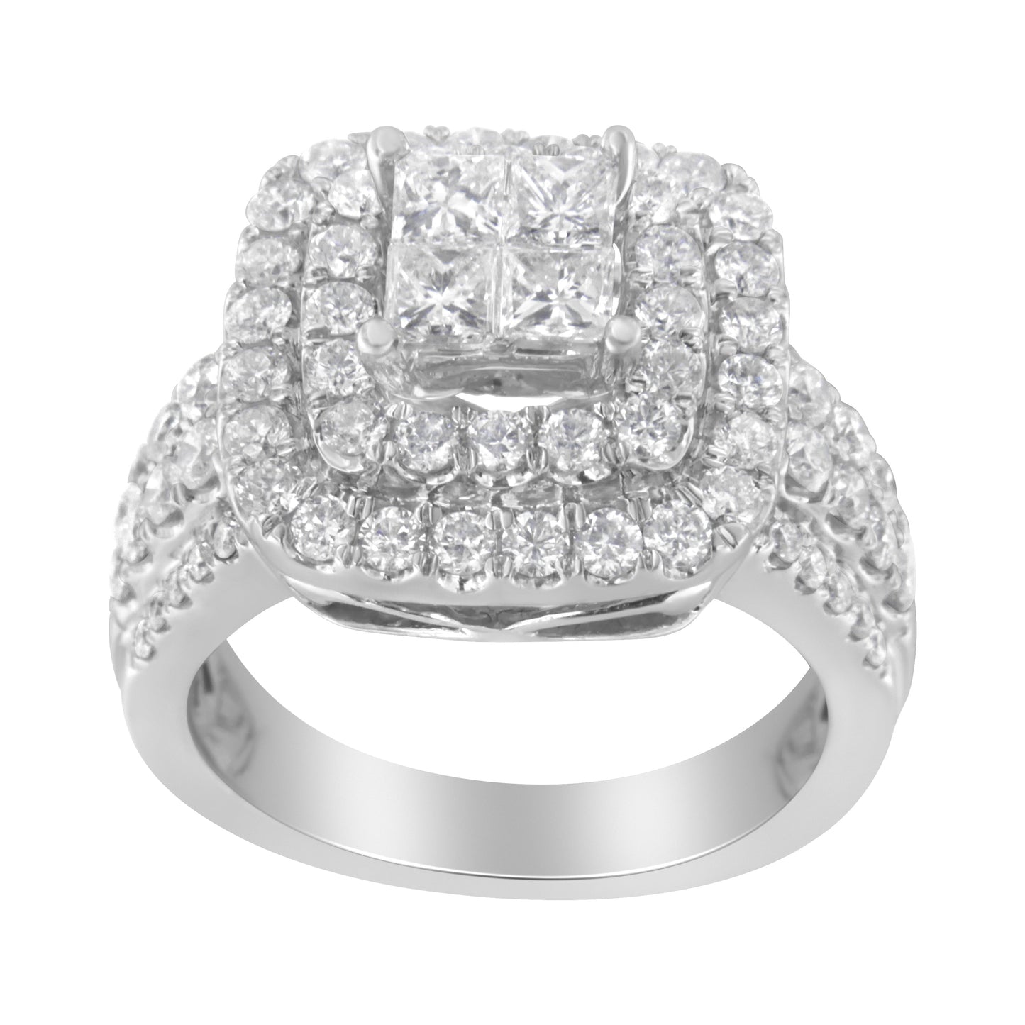14KT White Gold Round and Princess Diamond Ring (2 1/4 cttw, H-I Color, SI1-SI2 Clarity) Bids.com