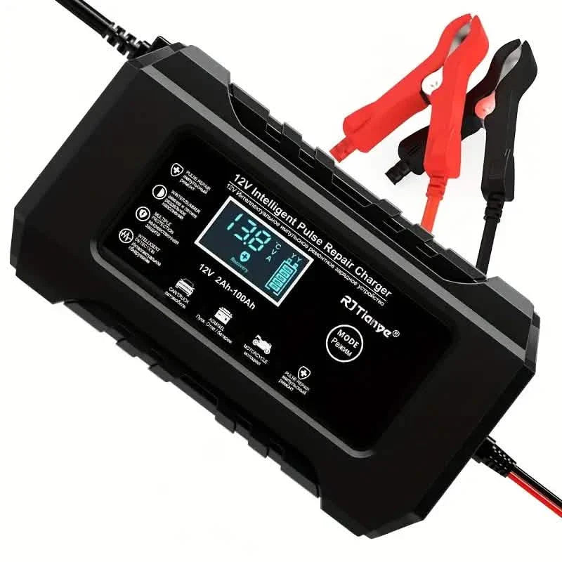 12V Intelligent Pulse Repair Smart Battery Charger with LCD Display DailySale