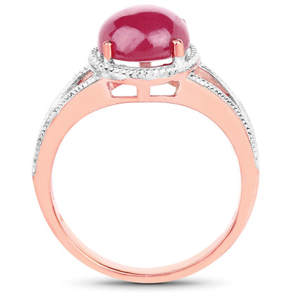 14K Rose Gold Plated 5.05 Carat Glass Filled Ruby .925 Sterling Silver Ring Bids.com
