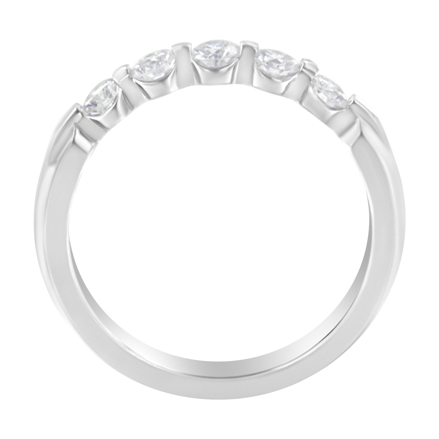 14K White Gold 1/2 cttw Diamond 5-Stone Band Ring (H-I Clarity, SI2-I1 Color) - Size 7 Bids.com