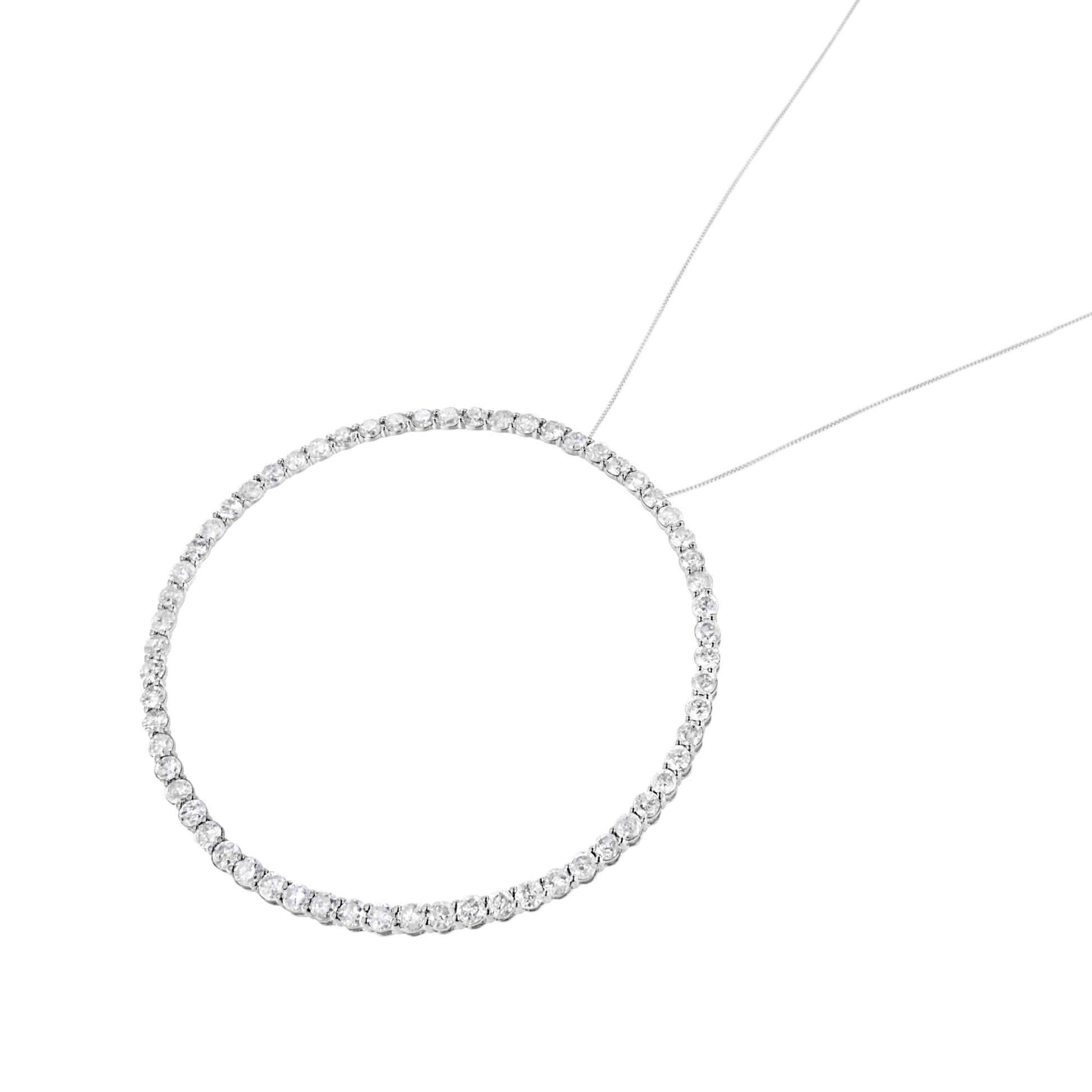 .925 Sterling Silver 5.0 Cttw Prong Set Round-cut Diamond Open Circle Hoop 18" Pendant Necklace (I-J Color, I2-I3 Clarity) Bids.com