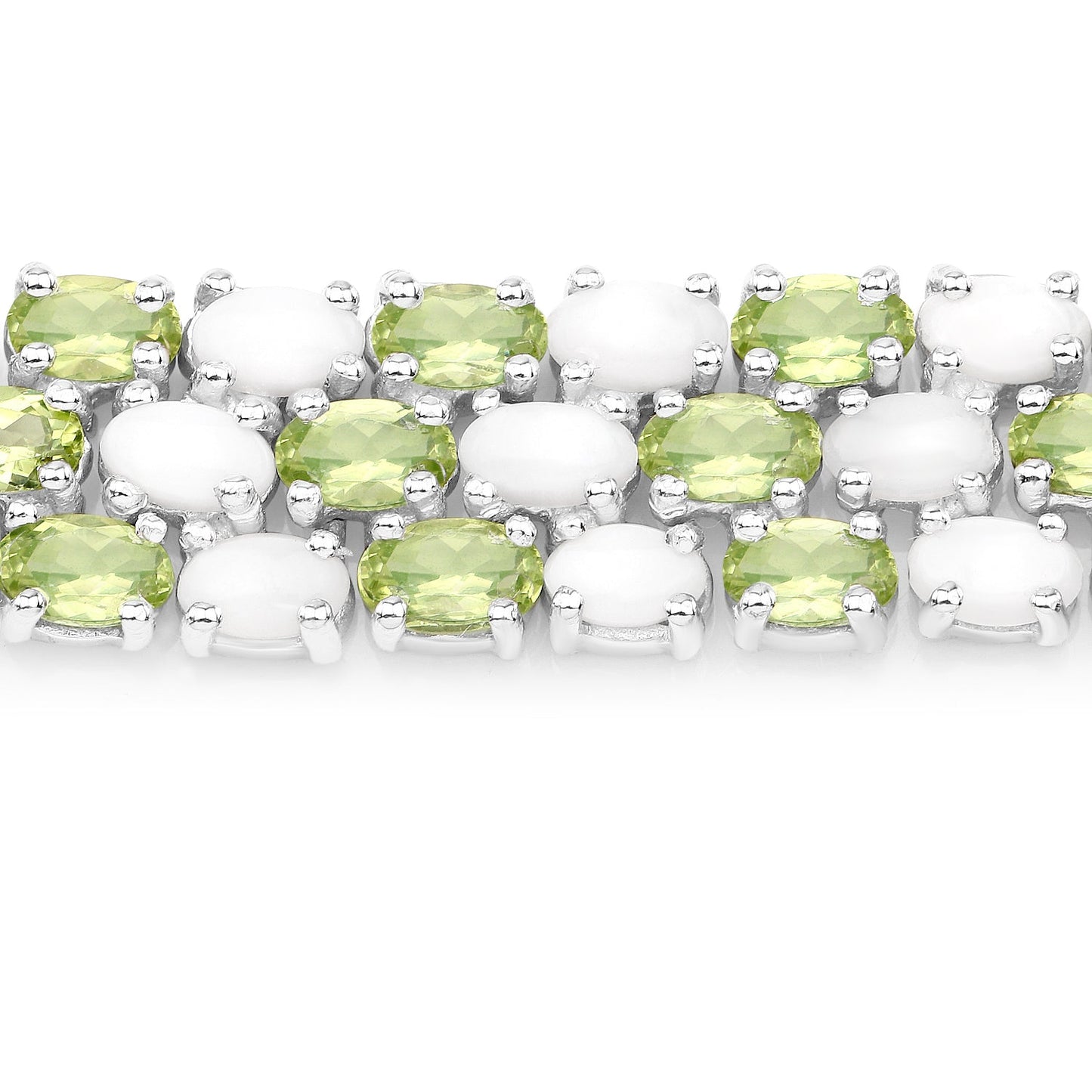 19.73 Carat Genuine Opal and Peridot .925 Sterling Silver Bracelet Bids.com