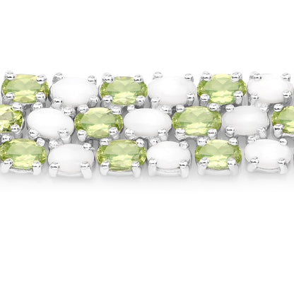 19.73 Carat Genuine Opal and Peridot .925 Sterling Silver Bracelet Bids.com