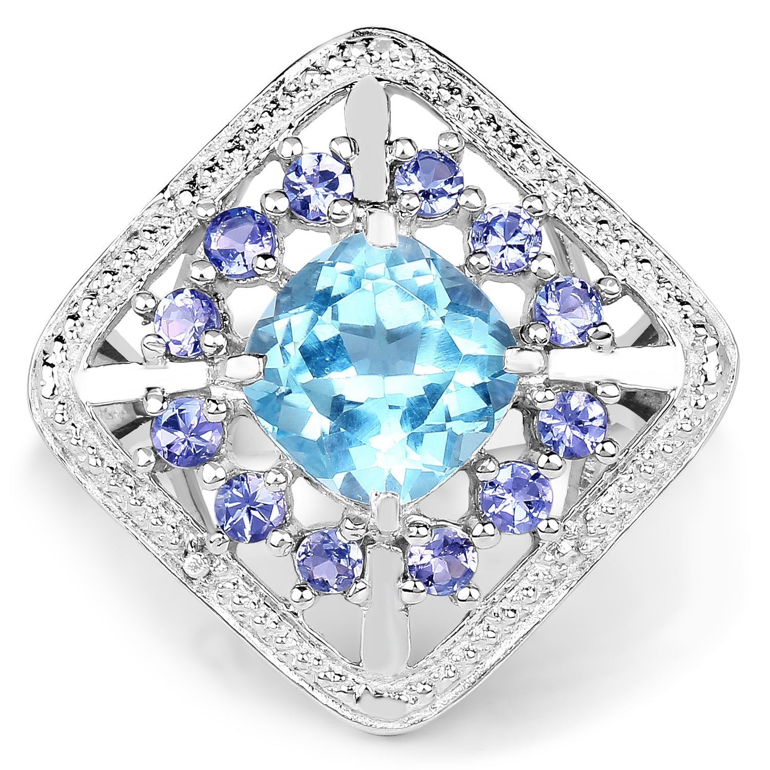 4.24 Carat Genuine Blue Topaz and Tanzanite .925 Sterling Silver Ring Bids.com