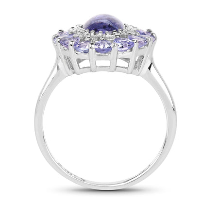 3.85 Carat Genuine Tanzanite .925 Sterling Silver Ring Bids.com