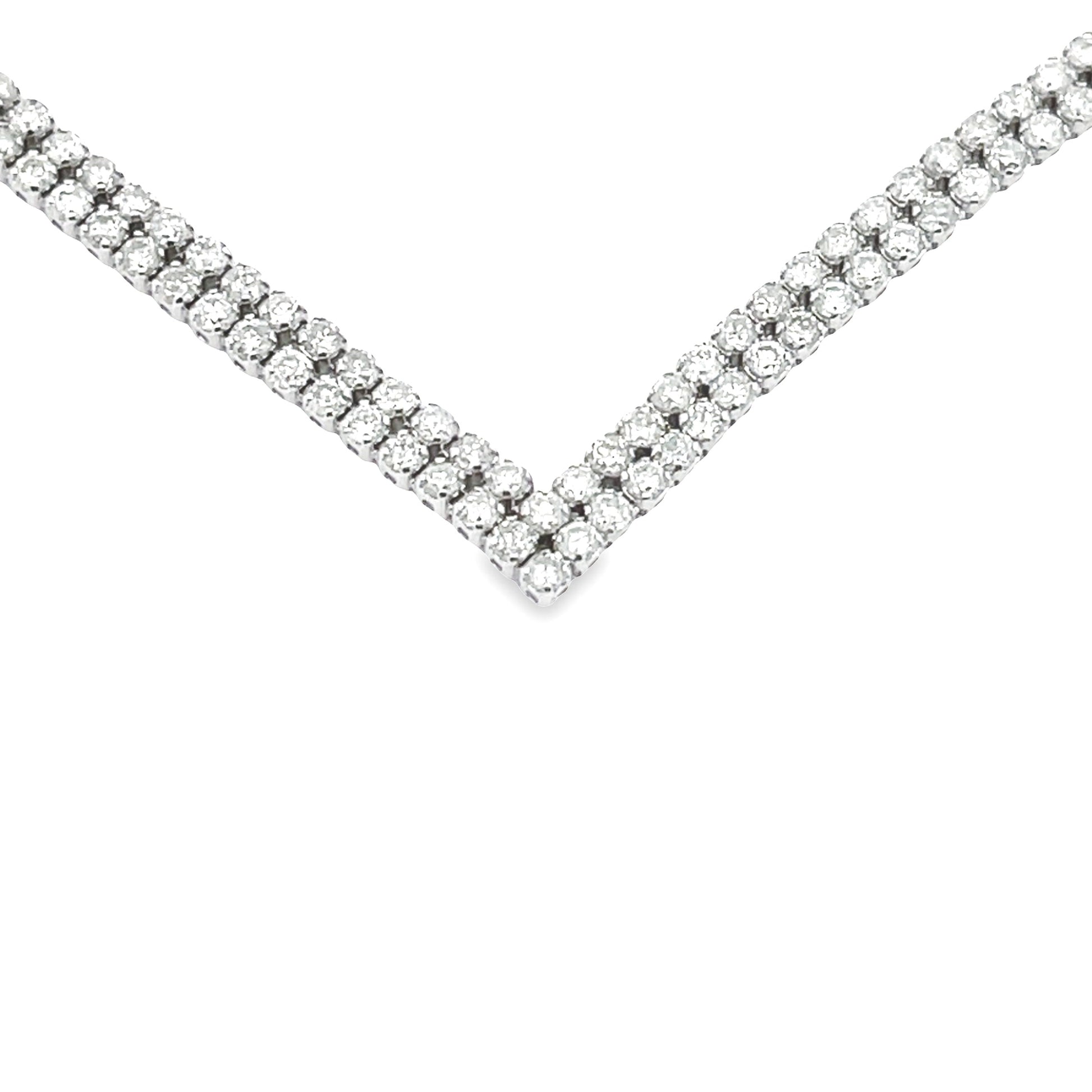 Natural 7.00ct Diamond Tennis Necklace 14KT White Gold Bids.com