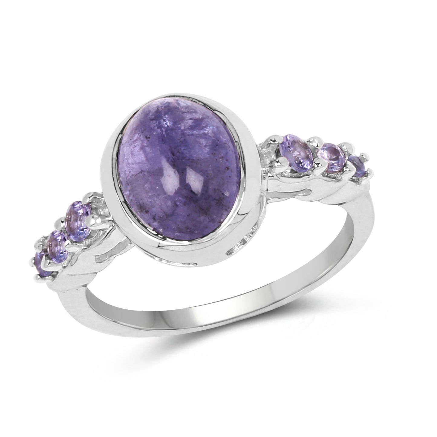 3.82 Carat Genuine Tanzanite .925 Sterling Silver Ring Bids.com